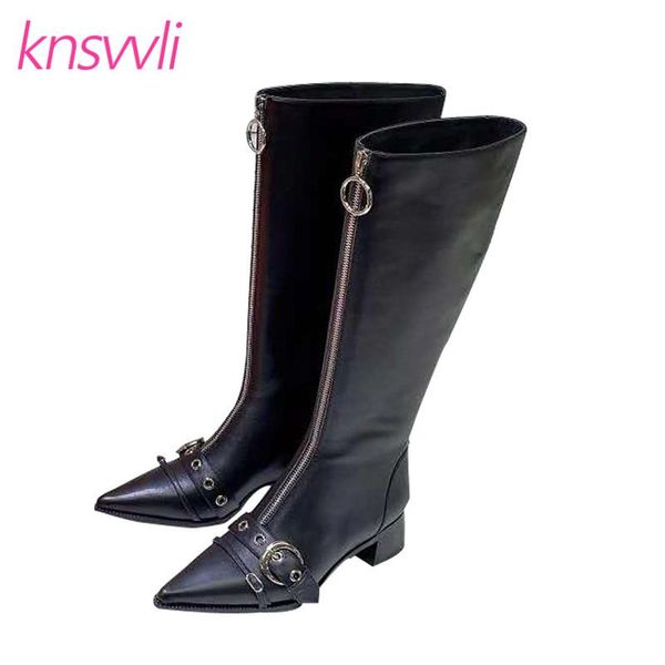 runway women boots chunky heels knee high boots woman genuine leather winter shoes ladies buckle strap front zipper long, Black
runway women boots chunky heels knee high boots woman genuine leather winter shoes ladies buckle strap front zipper long, Black