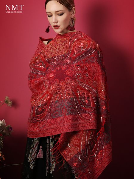 nepalese national style wool scarf women's hand embroidered nail beads noble red decorative warm shawl, Blue;gray
nepalese national style wool scarf women's hand embroidered nail beads noble red decorative warm shawl, Blue;gray