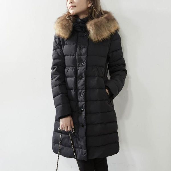 winter big real fur hooed coats fluffy duck down coat female single breasted long down jacket thicker warm parkas f19471, Black
winter big real fur hooed coats fluffy duck down coat female single breasted long down jacket thicker warm parkas f19471, Black
