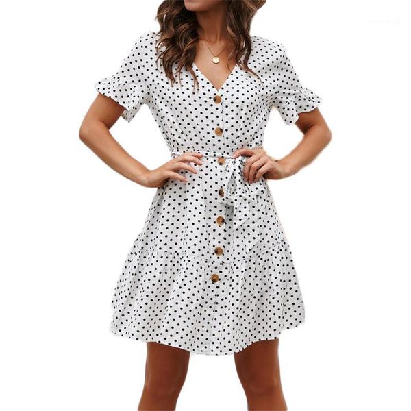 polka dot dress 2020 women summer short sleeve mini dress v neck slim short dresses button ruffles vintage ladies dresses1, Black;gray
polka dot dress 2020 women summer short sleeve mini dress v neck slim short dresses button ruffles vintage ladies dresses1, Black;gray