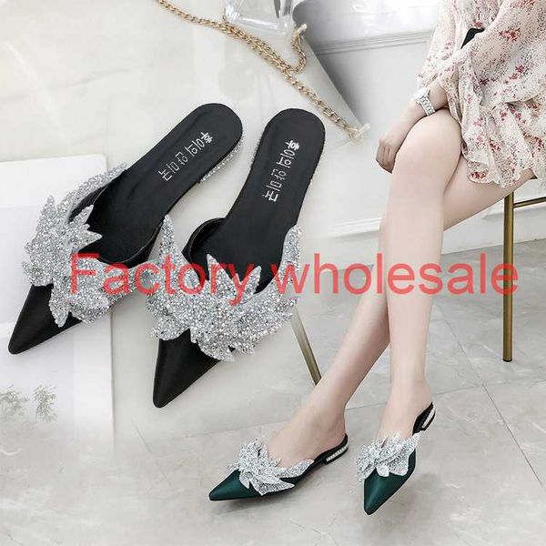 selling slippers heavy beading sequined pointed toe satin slides flat mules summer fashion shoes women, Black
selling slippers heavy beading sequined pointed toe satin slides flat mules summer fashion shoes women, Black