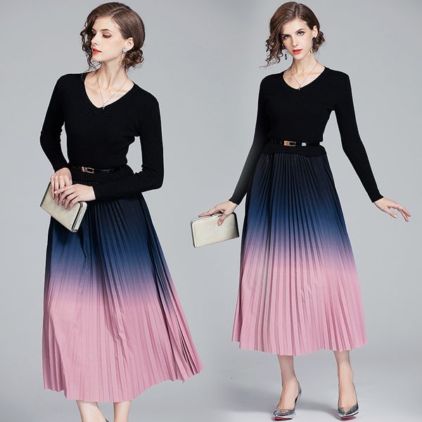 2021 new runway knit elegant knitted patchwork gradient pleated sweater long es qijd, Black;gray
2021 new runway knit elegant knitted patchwork gradient pleated sweater long es qijd, Black;gray