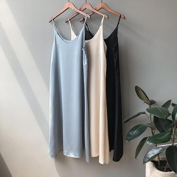spring 2020 woman tank dress casual satin camisole elastic female home beach dresses drop shipping, Black;gray
spring 2020 woman tank dress casual satin camisole elastic female home beach dresses drop shipping, Black;gray