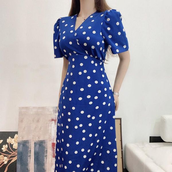 blue dot dress for women summer short sleeve v neck polyester ladies loose party one piece maxi dresses, White;black
blue dot dress for women summer short sleeve v neck polyester ladies loose party one piece maxi dresses, White;black