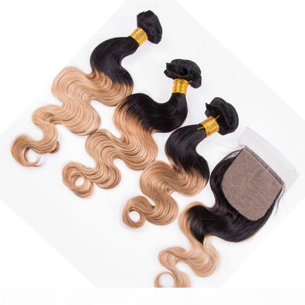 #1b 27 honey blonde ombre 4x4 silk base lace closure with 3bundles body wave light brown ombre indian virgin human hair weave extensions, Black;brown
#1b 27 honey blonde ombre 4x4 silk base lace closure with 3bundles body wave light brown ombre indian virgin human hair weave extensions, Black;brown