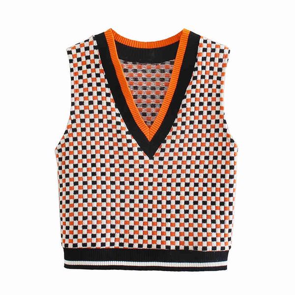 women's knits & tees casual woman orange plaid knitted vest 2021 spring fashion ladies v neck sleeveless sweaters female vinatge s, White
women's knits & tees casual woman orange plaid knitted vest 2021 spring fashion ladies v neck sleeveless sweaters female vinatge s, White