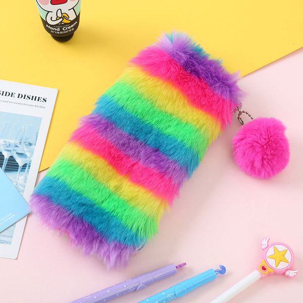 cute rainbow pencil case for women girls school supplies faux rabbit fur ball makeup storage pompom cosmetic bag stationery
cute rainbow pencil case for women girls school supplies faux rabbit fur ball makeup storage pompom cosmetic bag stationery