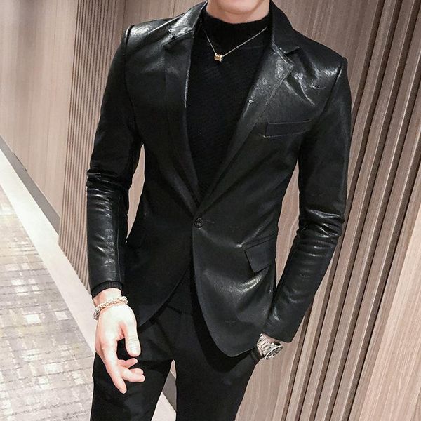men's leather & faux european embroidery sheet buckles men fall small han edition fur coat of cultivate morality leisure suit, Black
men's leather & faux european embroidery sheet buckles men fall small han edition fur coat of cultivate morality leisure suit, Black
