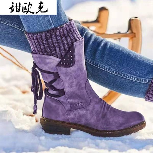 2020 new winter fashion women medium boots side-pull women's warm boots round mid-calf women's flat botas mujer, Black
2020 new winter fashion women medium boots side-pull women's warm boots round mid-calf women's flat botas mujer, Black