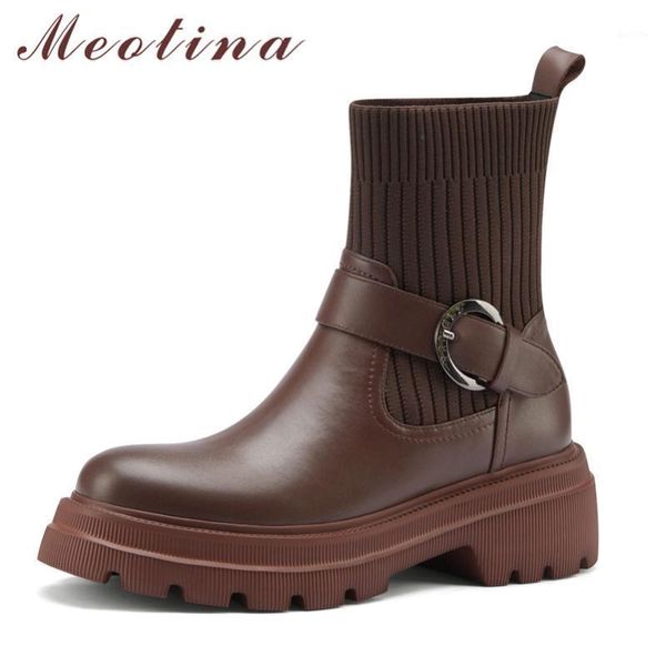 meotina genuine leather platform mid heel short boots women shoes buckle thick heels ankle boots slip on stretch brown 401, Black
meotina genuine leather platform mid heel short boots women shoes buckle thick heels ankle boots slip on stretch brown 401, Black