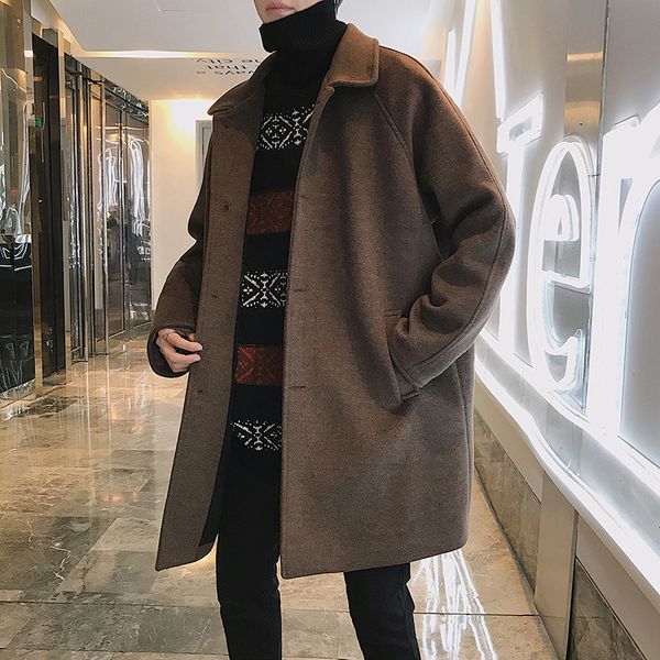 winter new fashion windbreaker men's loose medium long woolen korean solid color coat, Tan;black
winter new fashion windbreaker men's loose medium long woolen korean solid color coat, Tan;black
