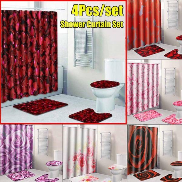 shower curtains 4pcs full set curtain bathroom 3d printing red rose flower non-slip mat pedestal rug + lid toilet 180x180cm1
shower curtains 4pcs full set curtain bathroom 3d printing red rose flower non-slip mat pedestal rug + lid toilet 180x180cm1