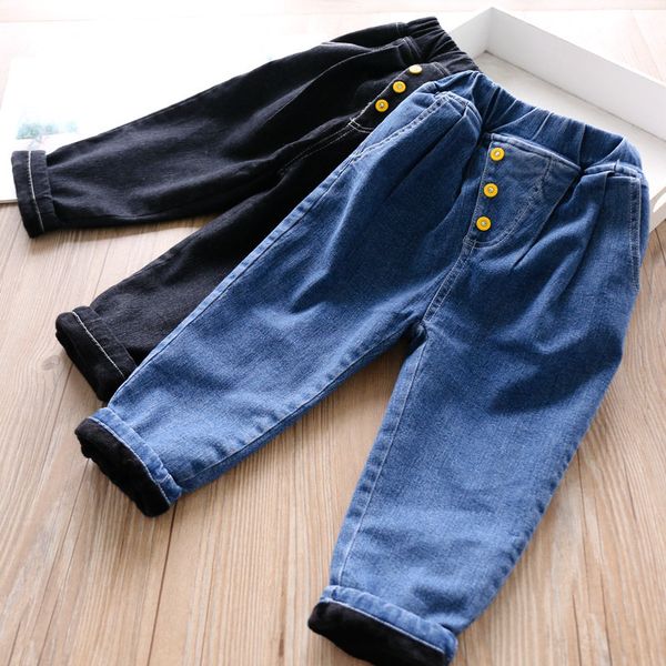 2020 autumn and winter girls' pants with velvet placket three-button children's jeans, Blue
2020 autumn and winter girls' pants with velvet placket three-button children's jeans, Blue