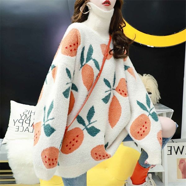 high collar imitation mink veet loose thickened lazy style sweater pullover for women to wear korean et in winter, White;black
high collar imitation mink veet loose thickened lazy style sweater pullover for women to wear korean et in winter, White;black