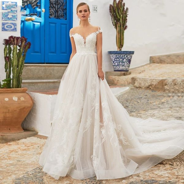 princess wedding dresses modest beach bridal gowns a line elegant appliques lace off illusion jewel neck wedding gowns soft tulle 2021, White
princess wedding dresses modest beach bridal gowns a line elegant appliques lace off illusion jewel neck wedding gowns soft tulle 2021, White