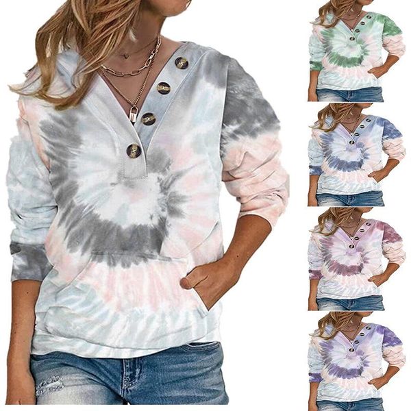 print loose female clothing womens designer tie dye hoodies long sleeve v neck ladies sweatshirts fashion, Black
print loose female clothing womens designer tie dye hoodies long sleeve v neck ladies sweatshirts fashion, Black