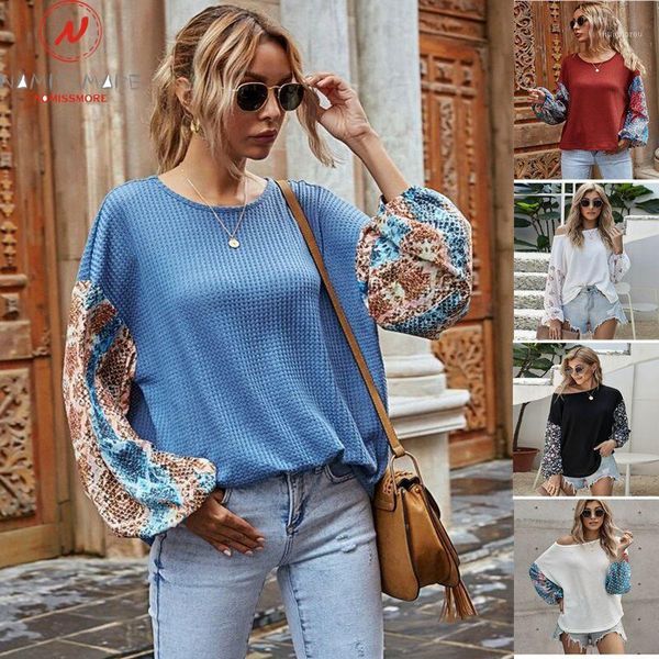 fashion casual loose t-shirts for women patchwork design o-neck long sleeve print spring autumn pullovers, White
fashion casual loose t-shirts for women patchwork design o-neck long sleeve print spring autumn pullovers, White