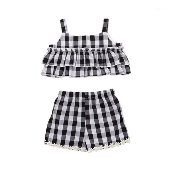 2pcs sweet baby girls outfit set 2020 summer creative black white plaid printing sleeveless suspender + lace shorts set1
2pcs sweet baby girls outfit set 2020 summer creative black white plaid printing sleeveless suspender + lace shorts set1