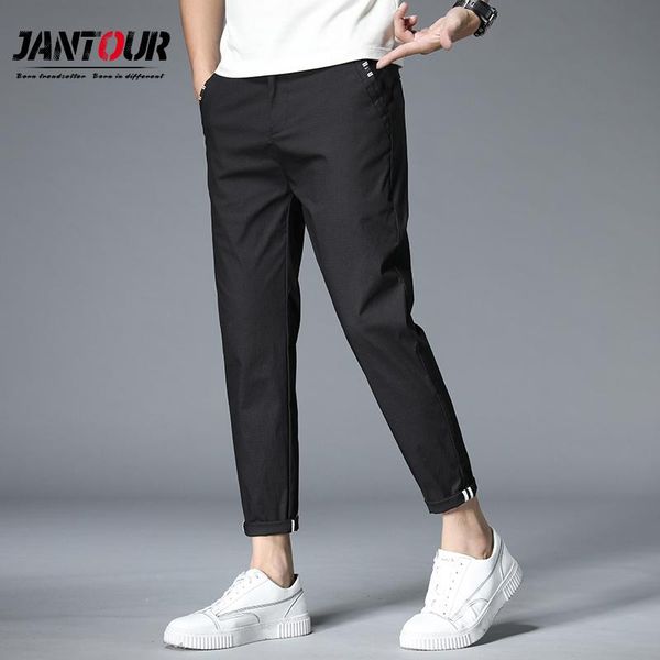men's pants jantour brand cotton solid smart 2021 spring summer casual ankle-length man trousers streetwear slim male, Black
men's pants jantour brand cotton solid smart 2021 spring summer casual ankle-length man trousers streetwear slim male, Black