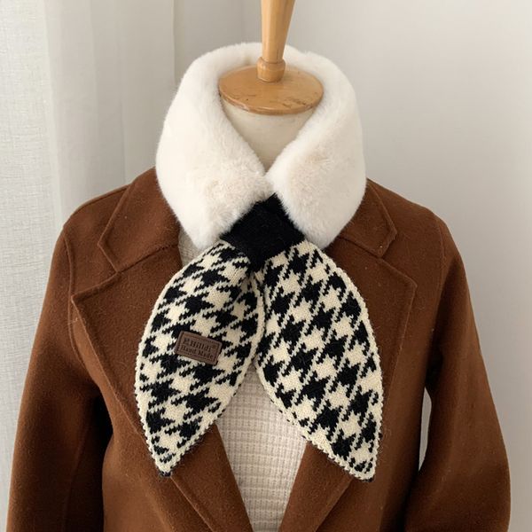 thousand bird check plush stitching cross wool scarf female winter warm hair collar student's neck protection versatile korean version, Blue;gray
thousand bird check plush stitching cross wool scarf female winter warm hair collar student's neck protection versatile korean version, Blue;gray
