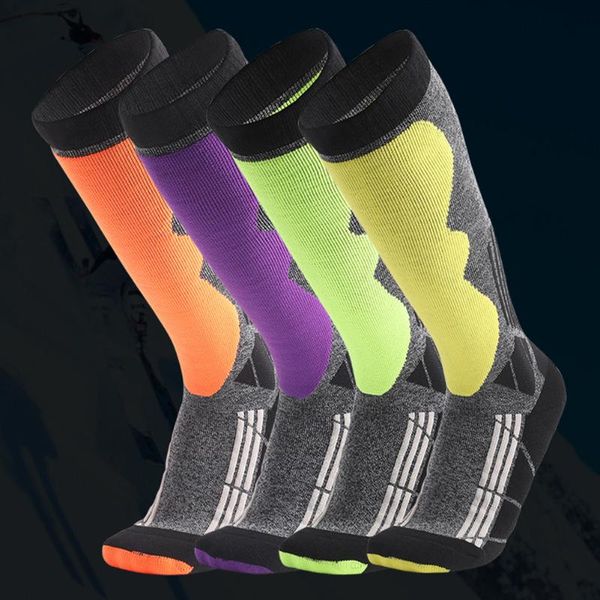 men women cushion winter sports snowboarding outdoor hiking cotton blend mountaineering thick ski socks knee high warm thermal, Black
men women cushion winter sports snowboarding outdoor hiking cotton blend mountaineering thick ski socks knee high warm thermal, Black