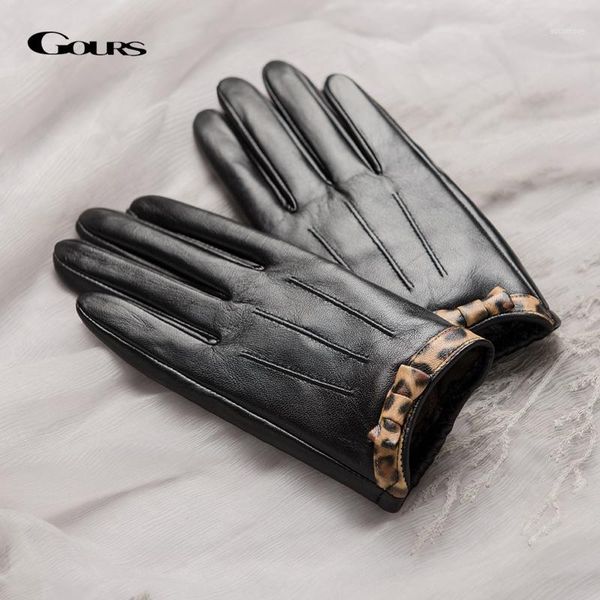 gours genuine leather gloves women fashion real goatskin leopard print black winter touch screen gloves wool lining warm gsl0671, Blue;gray
gours genuine leather gloves women fashion real goatskin leopard print black winter touch screen gloves wool lining warm gsl0671, Blue;gray