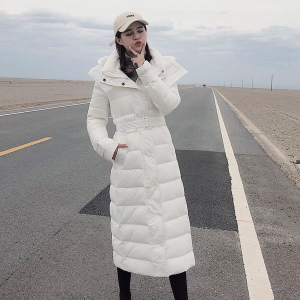 women 2020 new winter white duck down jacket female solid color thicken warm hooded parkas ladies slim overcoats with belt p146, Black
women 2020 new winter white duck down jacket female solid color thicken warm hooded parkas ladies slim overcoats with belt p146, Black
