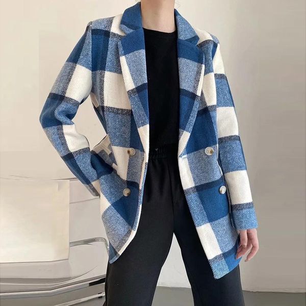 women's suits & blazers heydress 2021 women autumn vintage double breasted blazer jacket lady wool long sleeve plaid female chic korean, White;black
women's suits & blazers heydress 2021 women autumn vintage double breasted blazer jacket lady wool long sleeve plaid female chic korean, White;black