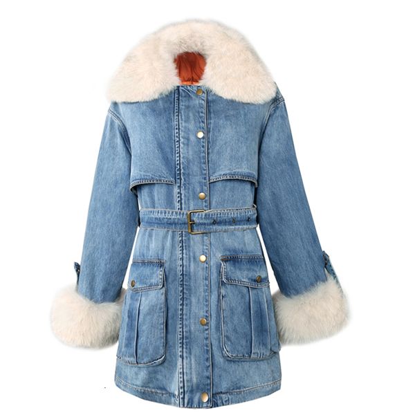 2021 new 90% white duck down women winter real fox fur collar denim jacket parka removable liner veste femme slim streetwear coat 2m7j, Black
2021 new 90% white duck down women winter real fox fur collar denim jacket parka removable liner veste femme slim streetwear coat 2m7j, Black