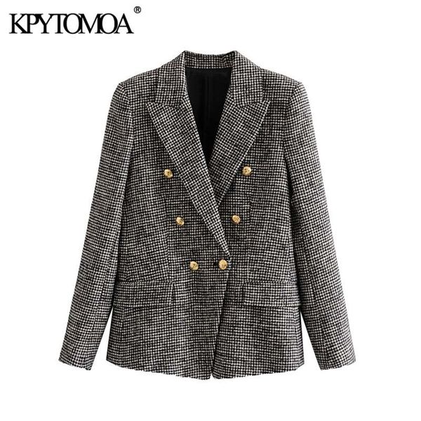 vintage stylish double breasted houndstooth tweed blazer coat women 2020 fashion long sleeve office wear female outerwear, White;black
vintage stylish double breasted houndstooth tweed blazer coat women 2020 fashion long sleeve office wear female outerwear, White;black
