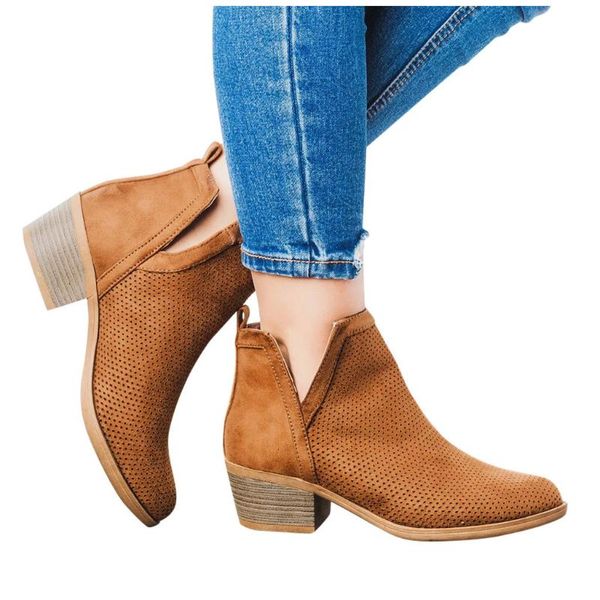 women's retro ankle boots suede solid color large size slip-on hollow out med square root heels short boots shoes botas mujer, Black
women's retro ankle boots suede solid color large size slip-on hollow out med square root heels short boots shoes botas mujer, Black
