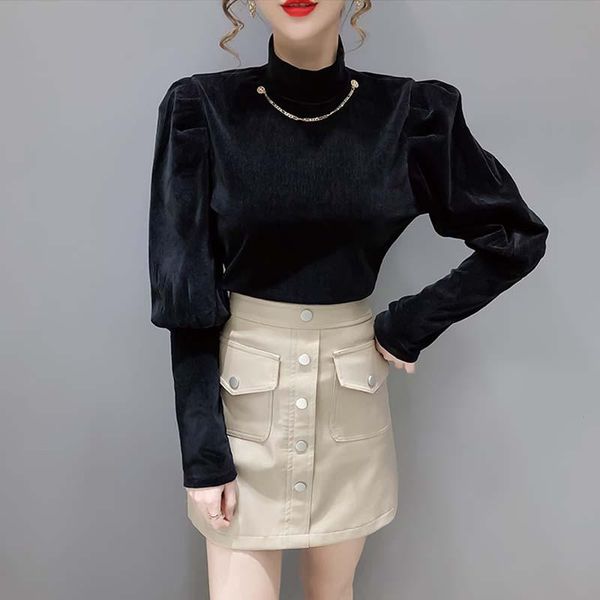 velvet shirts women black red turtleneck blouse new 2020 lantern sleeve slim thin fit office clothing, White
velvet shirts women black red turtleneck blouse new 2020 lantern sleeve slim thin fit office clothing, White