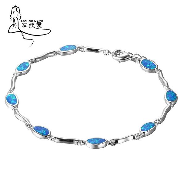 link, chain simple fashion elegant silver plated blue & brown fire opal bracelets casual style jewelry for women gift sl208, Black
link, chain simple fashion elegant silver plated blue & brown fire opal bracelets casual style jewelry for women gift sl208, Black