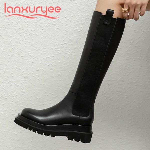 boots lanxuryee motorcycle genuine leather platform all-match round toe thick high heel slip on young lady knee l19, Black
boots lanxuryee motorcycle genuine leather platform all-match round toe thick high heel slip on young lady knee l19, Black