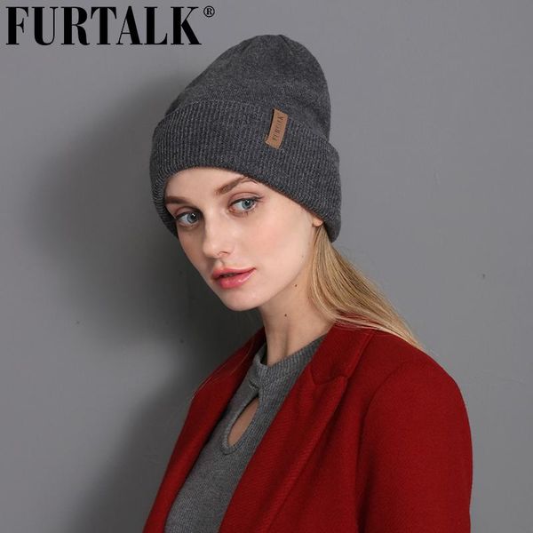 beanie/skull caps furtalk warm women winter wool hat double lining slouch man, Blue;gray 
beanie/skull caps furtalk warm women winter wool hat double lining slouch man, Blue;gray