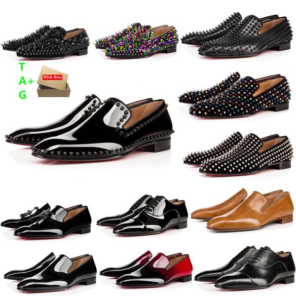 brand mens red bottoms shoes designers low flat rivets embroidery man business banquet dress shoe luxurys patent suede stylist spikes genuin, Black
brand mens red bottoms shoes designers low flat rivets embroidery man business banquet dress shoe luxurys patent suede stylist spikes genuin, Black