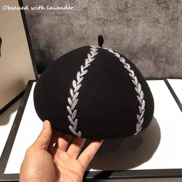 obsessed with lavender. hat women fall/winter stereo berets black retro tweed japanese pure wool joker bud hat1, Blue;gray
obsessed with lavender. hat women fall/winter stereo berets black retro tweed japanese pure wool joker bud hat1, Blue;gray
