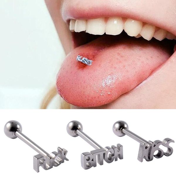 1pc surgical steel kiss letter tongue rings punk style hypoallergenic piercing tongue barbells piercing body jewelry 14g q sqcfpy, Silver 
1pc surgical steel kiss letter tongue rings punk style hypoallergenic piercing tongue barbells piercing body jewelry 14g q sqcfpy, Silver