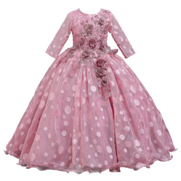 winter lace long-sleeved polka dot children's clothes girls party dresses flower-decorated british style princess dress wg-x209 t200709, Red;yellow 
winter lace long-sleeved polka dot children's clothes girls party dresses flower-decorated british style princess dress wg-x209 t200709, Red;yellow