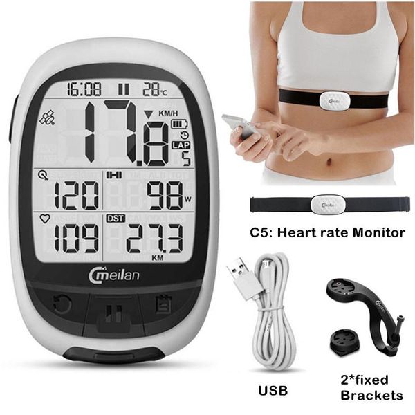 2.3 Inch Gps Bike Computer Wireless Speedometer Bluetooth Ant+ Bicycle Odometer Speed Cadence Sensor Heart Rate Monitor Optional