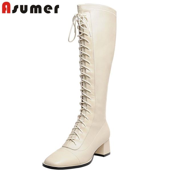 boots asumer 2021 autumn winter knee high women genuine leather +pu cross tied thick heel casual shoes ladies, Black
boots asumer 2021 autumn winter knee high women genuine leather +pu cross tied thick heel casual shoes ladies, Black