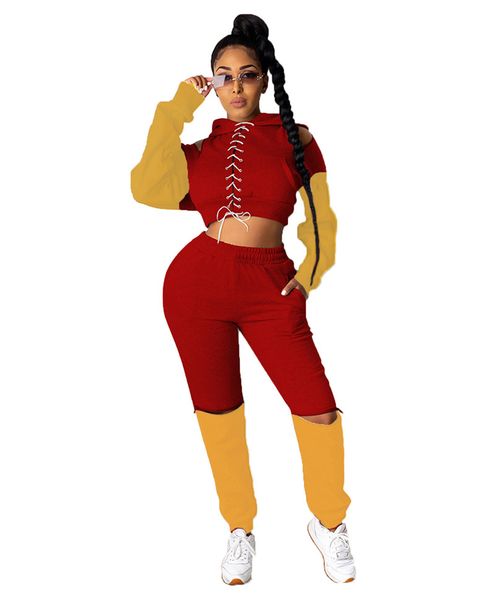 fashion womens hollow out two piece pants casual hooded designer tracksuits bandage panelled two piece sets, White
fashion womens hollow out two piece pants casual hooded designer tracksuits bandage panelled two piece sets, White