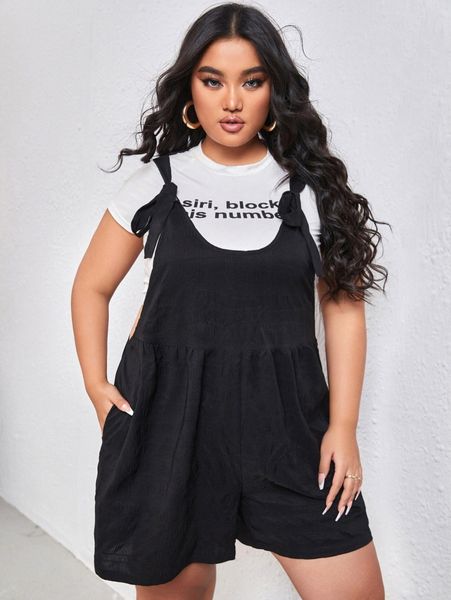 plus hidden pocket tie shoulder romper without tee z2aq#, Black
plus hidden pocket tie shoulder romper without tee z2aq#, Black