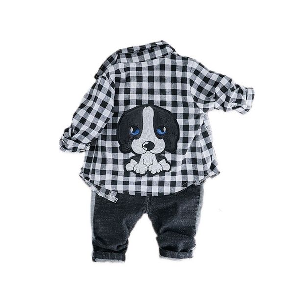 spring autumn baby girls boys clothing sets lapel plaid shirt jeans kids cartoon children costume infant leisure clothes suits 201126, White
spring autumn baby girls boys clothing sets lapel plaid shirt jeans kids cartoon children costume infant leisure clothes suits 201126, White