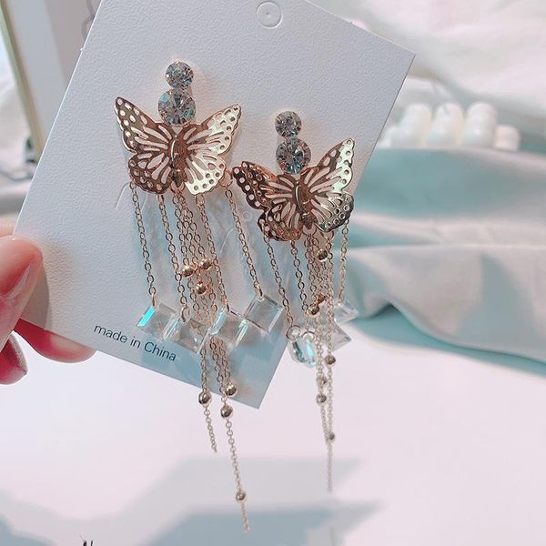 dangle & chandelier fashion korean metal butterfly crystal long tassel drop earrings for girls women elegant party pendientes jewelry, Silver
dangle & chandelier fashion korean metal butterfly crystal long tassel drop earrings for girls women elegant party pendientes jewelry, Silver