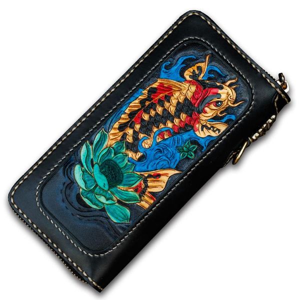 ethnic style handmade long zipper wallet leather carved leather large capacity clutch bag retro multi-card wallet, Red;black
ethnic style handmade long zipper wallet leather carved leather large capacity clutch bag retro multi-card wallet, Red;black