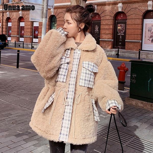 unua amo winter teddy jacket women fashion hit color plaid pocket spliced design imitation fur lambswool coat female le00277a1, Black
unua amo winter teddy jacket women fashion hit color plaid pocket spliced design imitation fur lambswool coat female le00277a1, Black