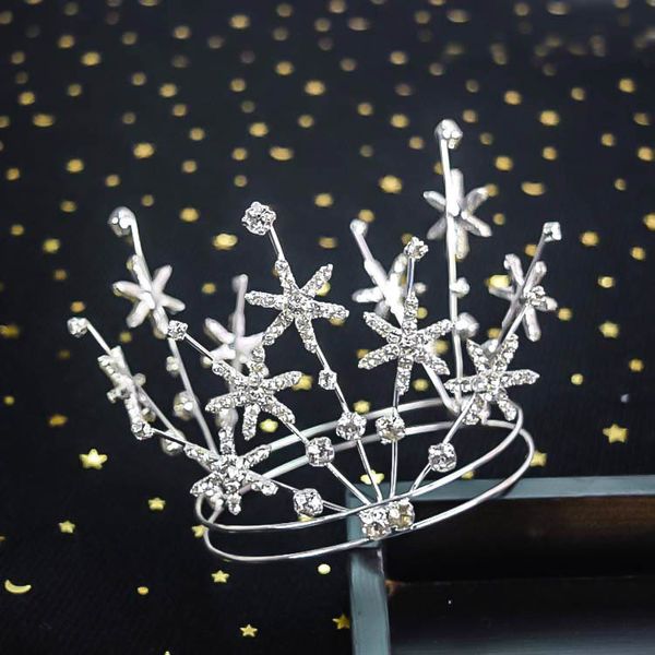 new exquisite star diamond bridal korean elegant princess headdress wedding dress round crown accessories, Silver
new exquisite star diamond bridal korean elegant princess headdress wedding dress round crown accessories, Silver
