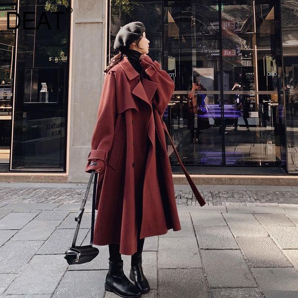 women's wool & blends deat woolen coat woman thick lapel collar solid over size long length double button warm england style 2021 winte, Black
women's wool & blends deat woolen coat woman thick lapel collar solid over size long length double button warm england style 2021 winte, Black