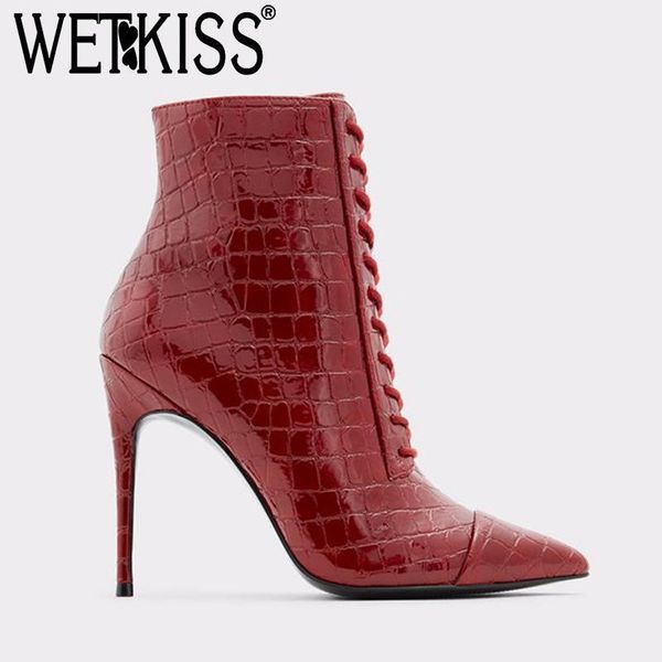 boots wetkiss stiletto ankle women pointed toe booties lace up side zipper thin high heels fashion party female boot1, Black
boots wetkiss stiletto ankle women pointed toe booties lace up side zipper thin high heels fashion party female boot1, Black